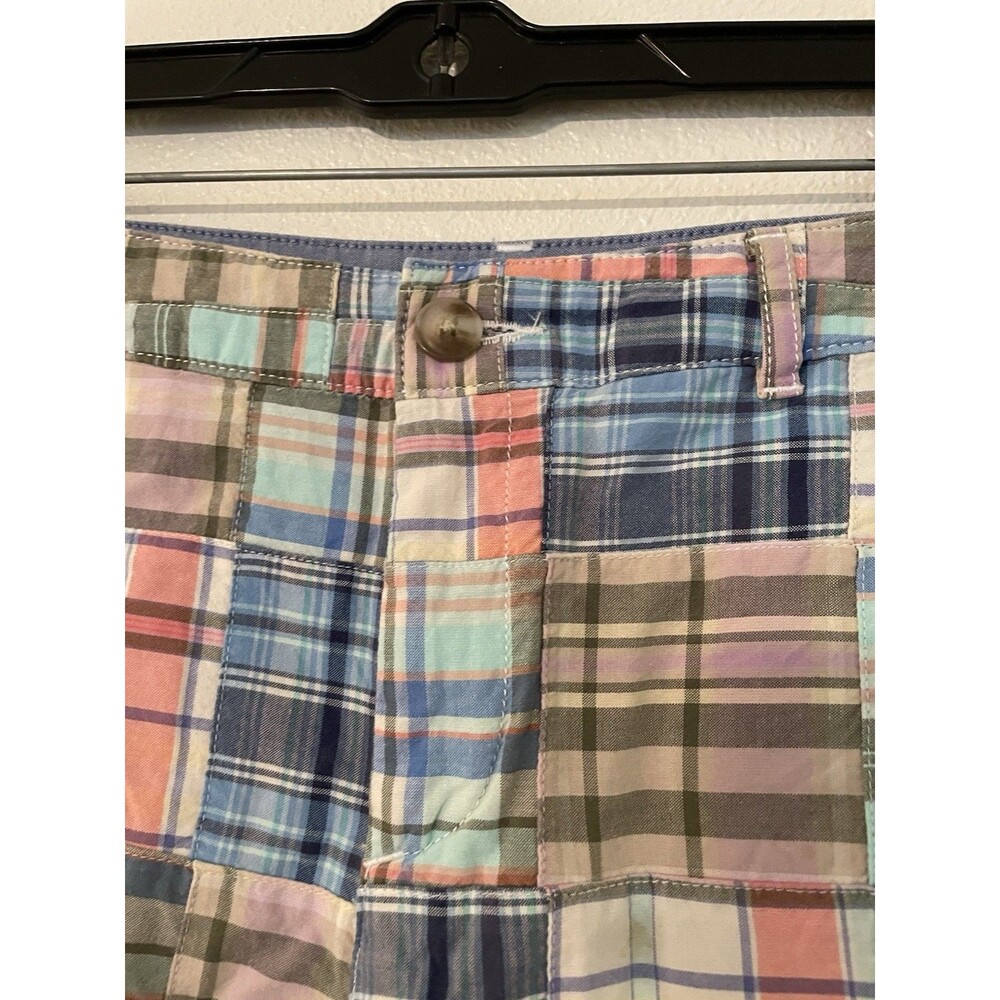 LL Bean Shorts Womens 8 Patchwork Madras Plaid Favorite Fit 5 In Preppy Coastal - Picture 4 of 6